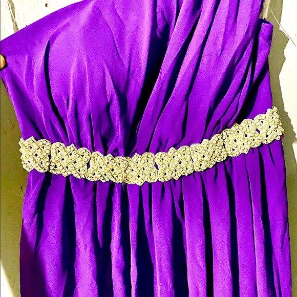 Short One shouldered short party dress with rhinestone belt attached - Picture 3 of 3